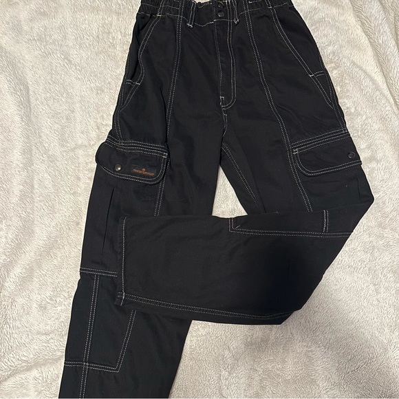 Black Cargo Style Pants (Stretchy waistband) - Picture 3 of 9